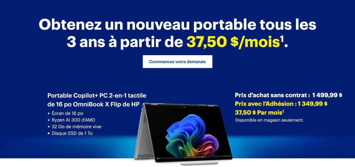 Obtenez un nouveau portable tous les 2 ans à partir de 31,94 $/mois. Commencez votre demande