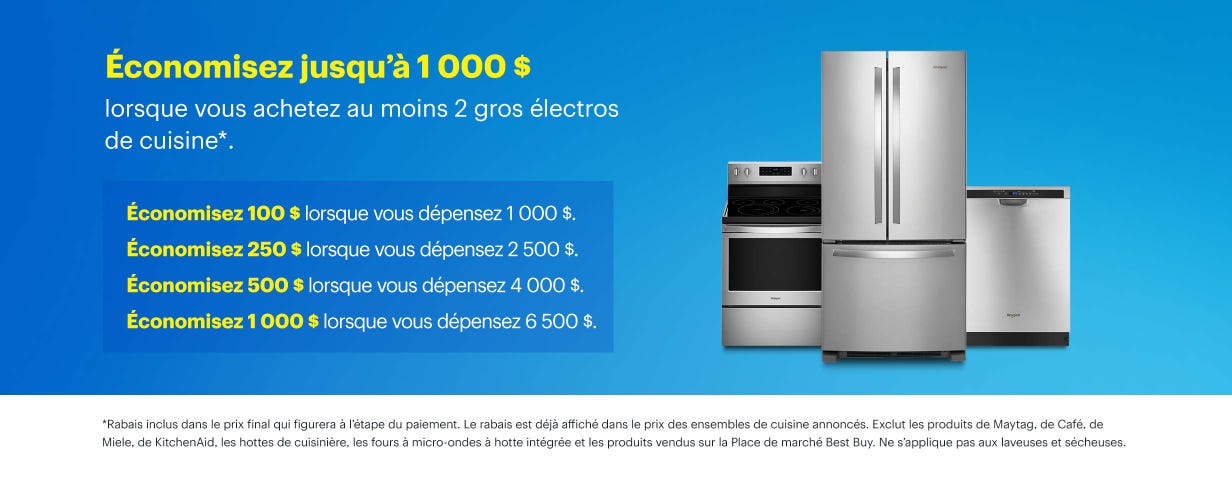 Économisez jusqu’à 1 000 $ lorsque vous achetez au moins 2 gros électros de cuisine*.