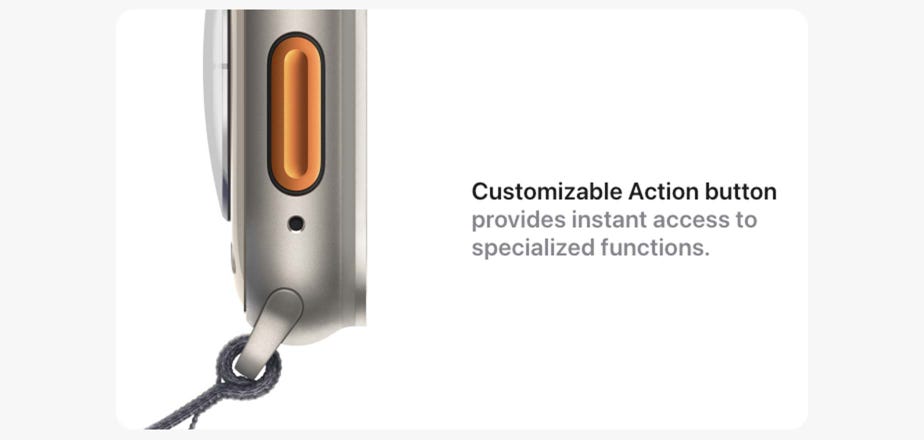 Customizable Action button provides instant access to specialized functions.