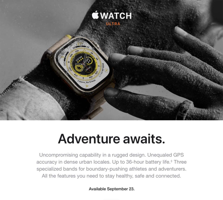 Adventure awaits. Uncompromising capability in a rugged design. Unequaled GPS accuracy in dense urban locales. Up to 36-hour battery life. Three specialized bands for boundary-pushing athletes and adventurers. All the features you need to stay healthy, safe and connected.