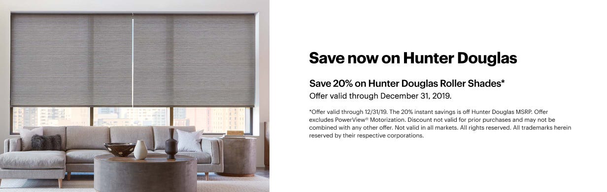 Save now on Hunter Douglas