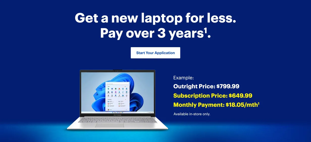 Get a new laptop for less. Pay over 3 years¹.