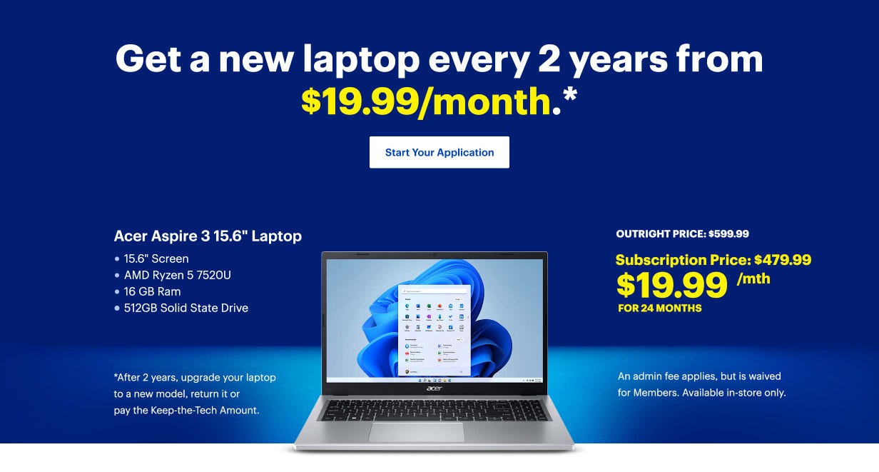 Get a new laptop every 2-years from $19.99/month. Start Your Application