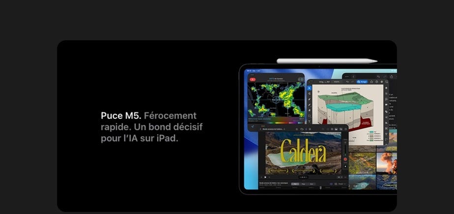 Puce M5. Férocement rapide. Un bond décisif pour l'IA sur iPad.