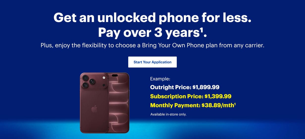 Get an unlocked phone for less. Pay over 3 years¹.