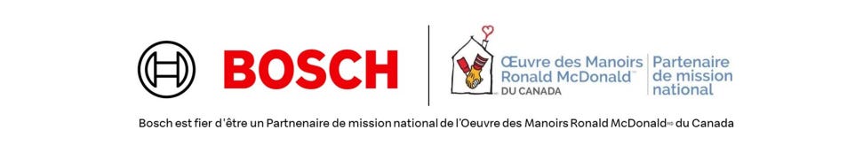 Bosch est fier d’être un Partnernaire de mission national de l’Oeuvre des Manoirs Ronald McDonald du Canada