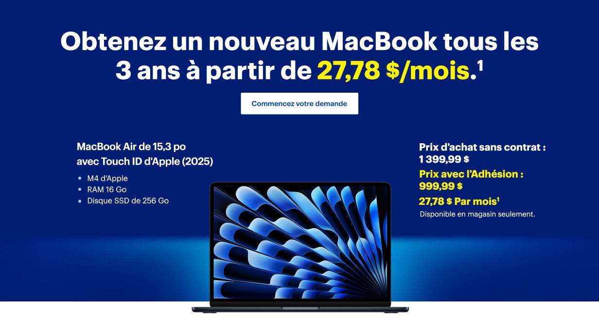 Obtenez un nouveau portable tous les 2 ans à partir de 27,78 $/mois. Commencez votre demande