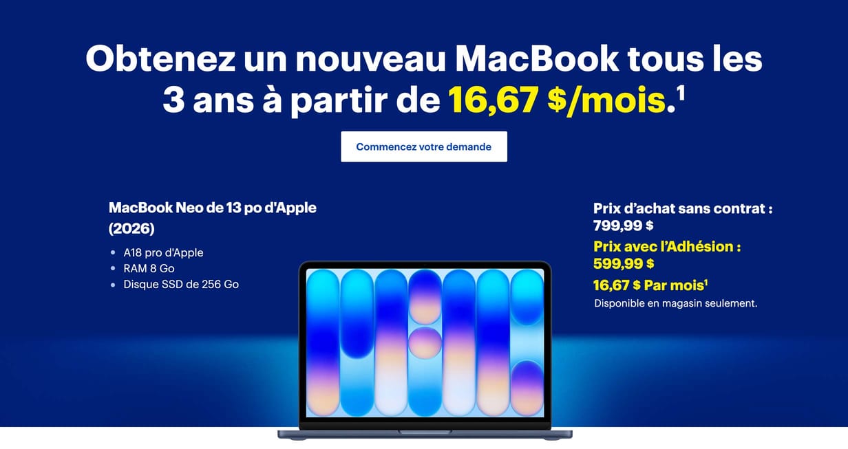 Obtenez un nouveau portable tous les 2 ans à partir de 16,67 $/mois. Commencez votre demande