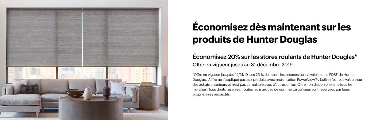Économisez dès maintenant sur les produits de Hunter Douglas
