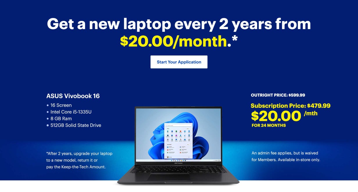 Get a new laptop every 2-years from $20.00/month. Start Your Application