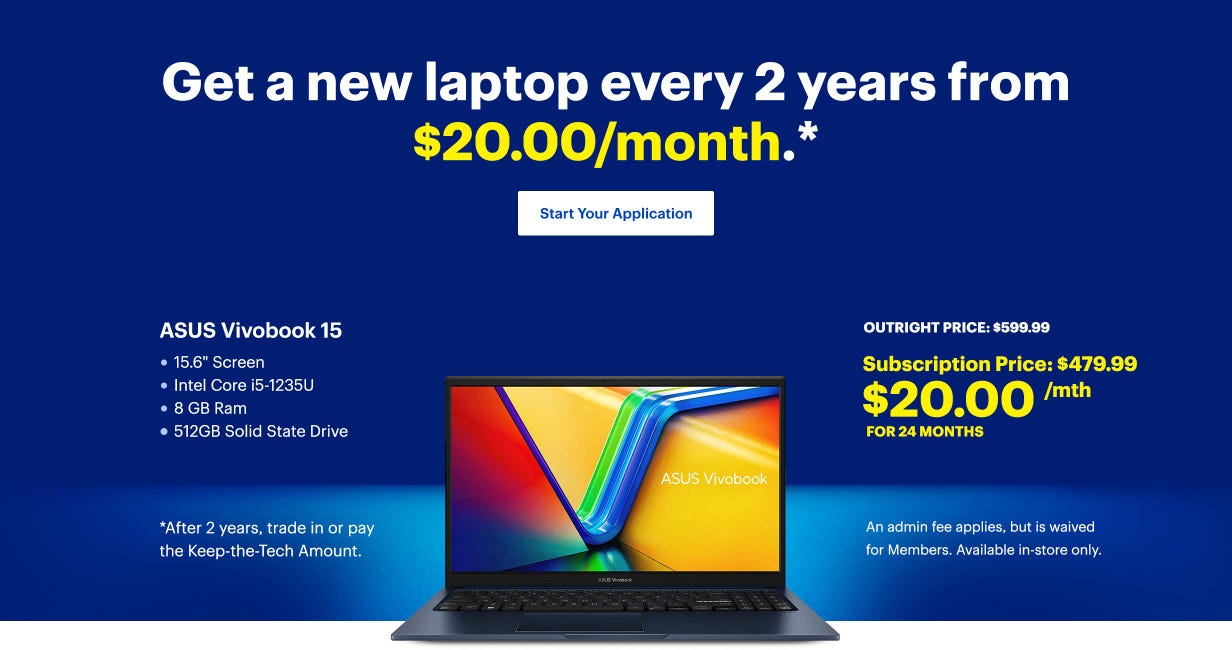 Get a new laptop every 2-years from $20.00/month. Start Your Application