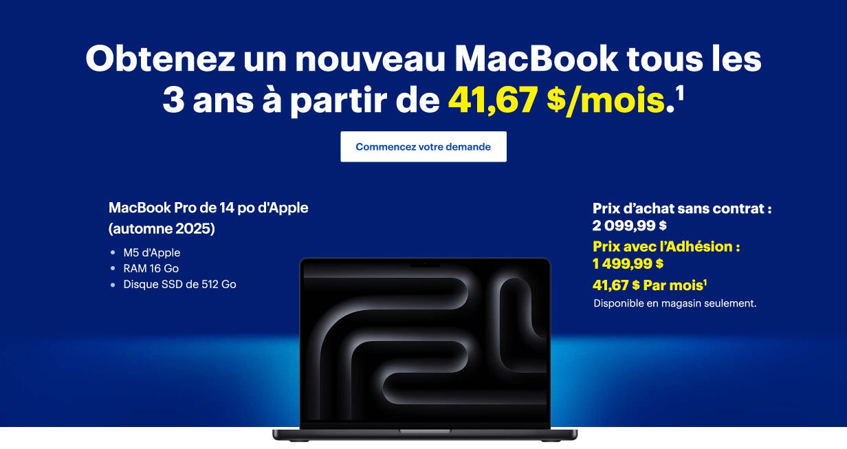 Obtenez un nouveau portable tous les 2 ans à partir de 41,67 $/mois. Commencez votre demande