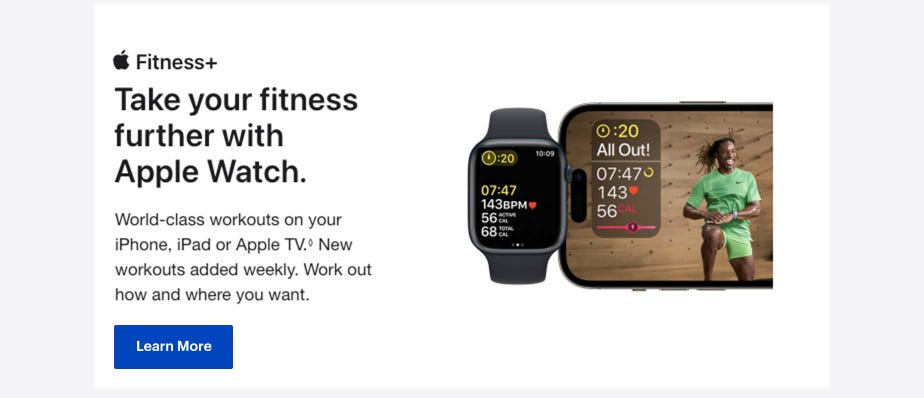 Fitness+ Take your fitness further with Apple Watch. World-class workouts on your iPhone, iPad or Apple TV.◊Refer to legal disclaimers New workouts added weekly. Work out how and where you want. Learn more