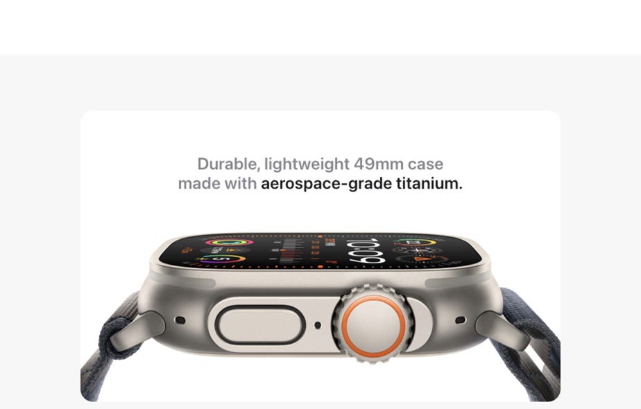 Durable, lightweight 49mm case made with aerospace-grade titanium.