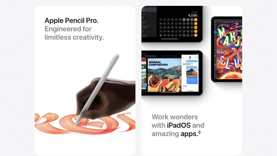 Apple Pencil Pro. Engineered for limitless creativity. Work wonders with iPadOS and amazing apps.◊