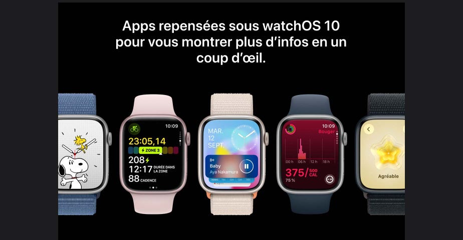 Apps repensées sous watchOS 10 pour vous montrer plus d’infos en un coup d’œil.