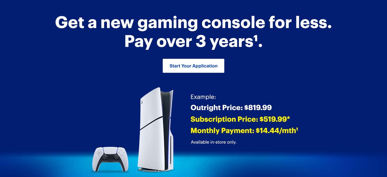 Get a new gaming console for less.Pay over 3 years¹.
