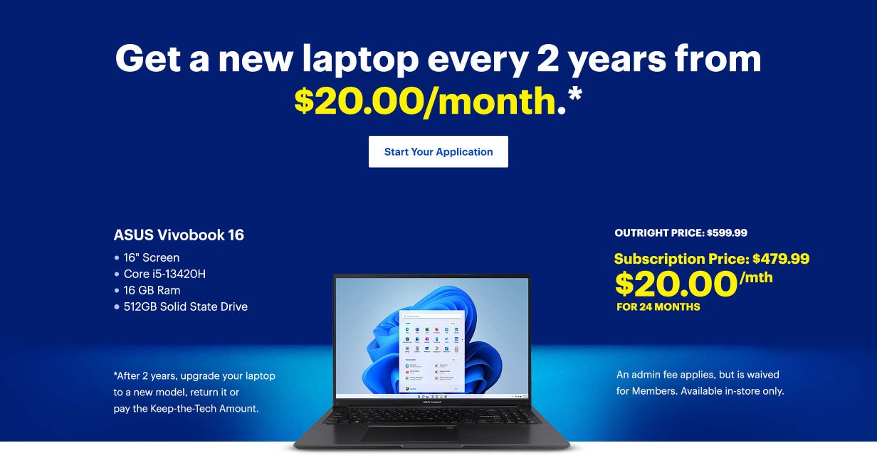 Get a new laptop every 2-years from $20.00/month. Start Your Application