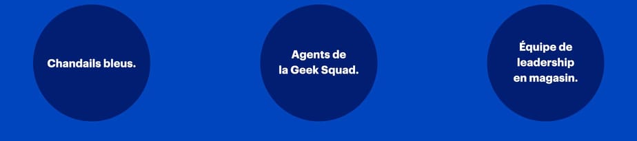 Chandails bleus, Agents de la Geek Squad, Équipe de leadership en magasin.