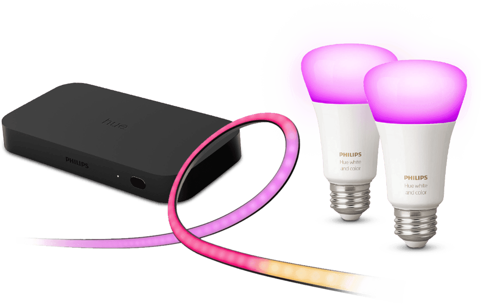 Philips Hue A19 LED Smart Bulb Starter Kit, 4 A19 Bulbs, 1 Hue Hub,  Multi-color, 5 Piece Set
